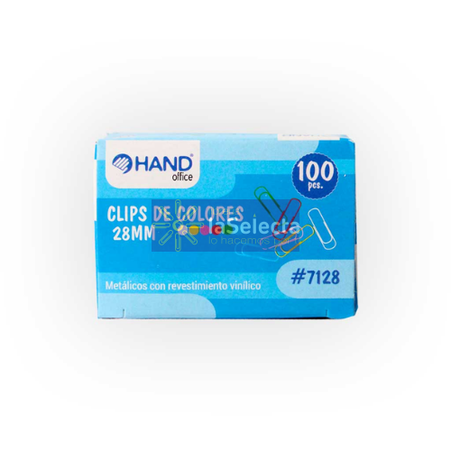 CLIP DE COLORES 28MM 100 UN HAND